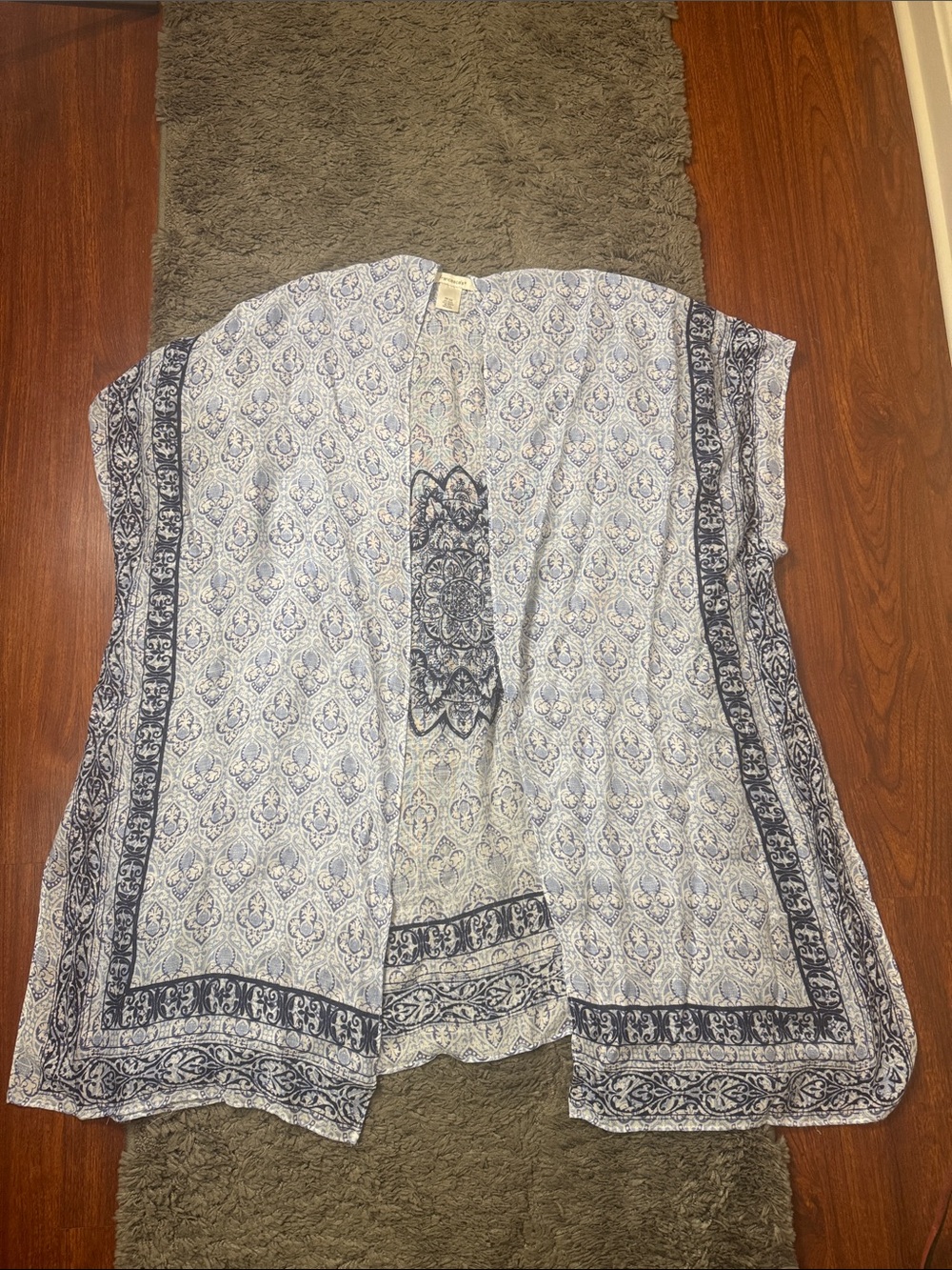 Francesca's Blue & White Boho Vest Kimono - OS